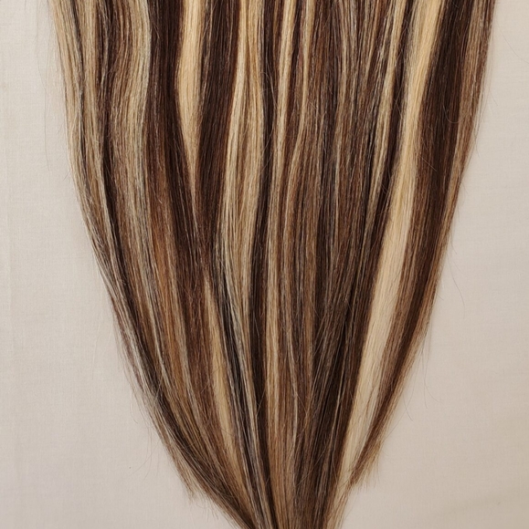 24" 100% Clip in Human Hair Extensions 7Pcs,14 clips # 4/613 - Picture 3 of 4